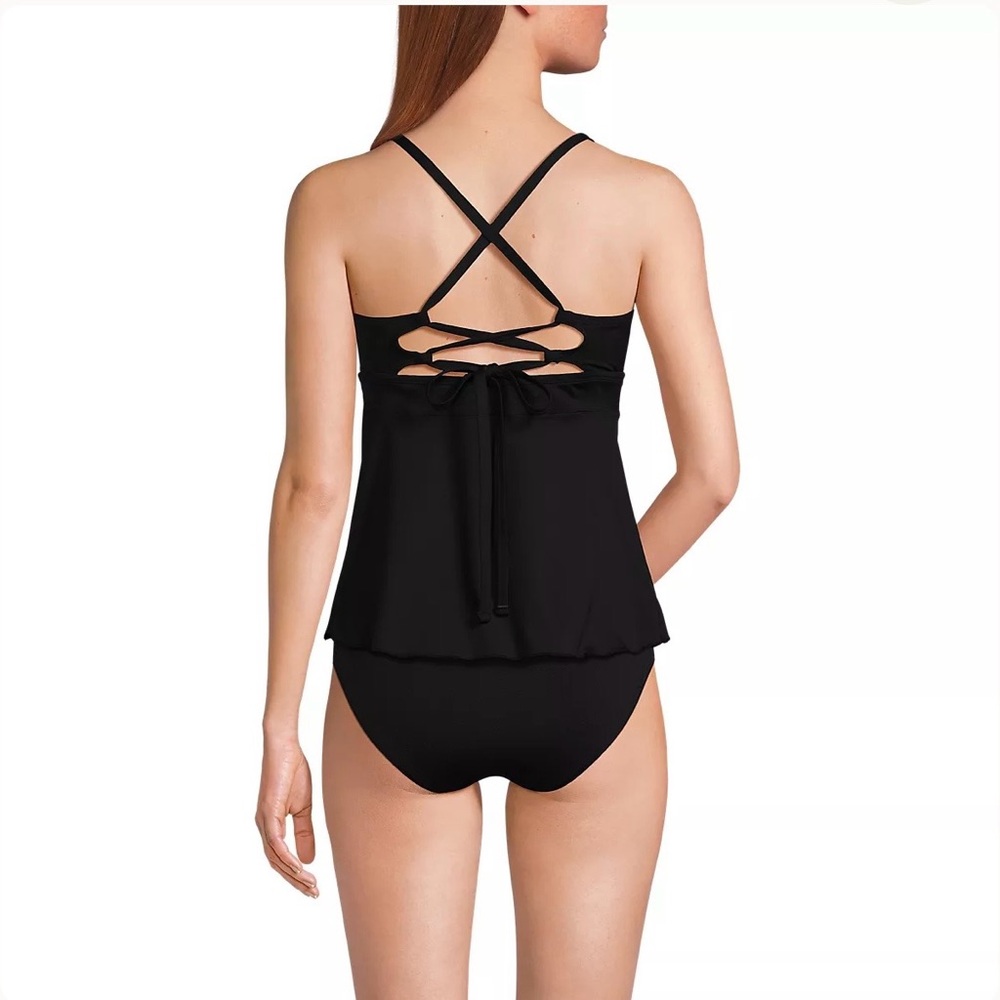 Lands end Lace-up Flutter Tankini Swimsuit 2 piece - Picture 4 of 8
